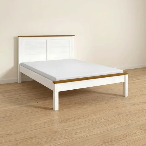 Cama 2 Plazas Pino Natural-beige Topazio en Multicolor - Dormitorio, Uruguay | Divino