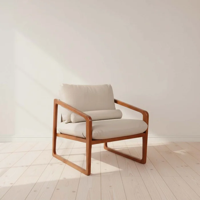 Butaca 1 Cuerpo Cuero-y-madera Trento en Beige - Sillones y sofás, Uruguay | Divino