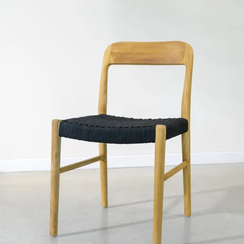 Silla en teca y cuerda negra en Negro - Sillas, Uruguay | Entrecasa