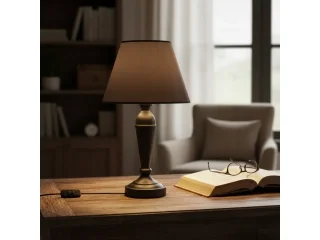 Lampara de mesa de hierro E27 NEGRA con pantalla en Negro, Uruguay | Quesal, vista 6