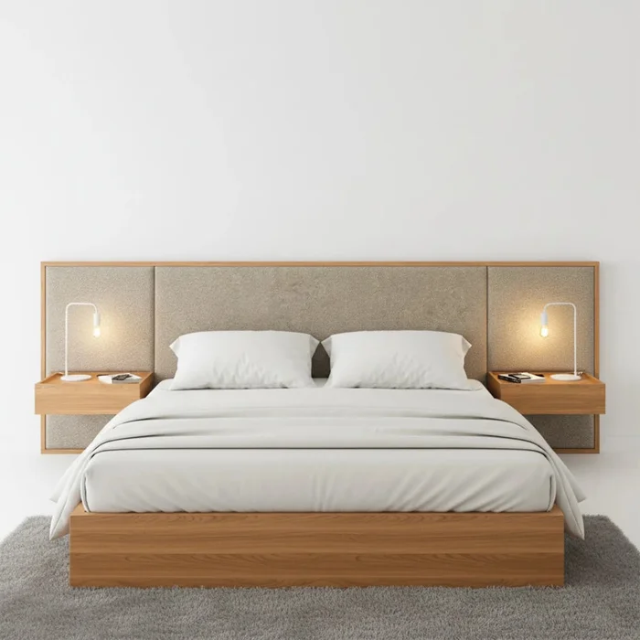 Respaldo King con mesa de luz Tapizado Full - Nordik - Marrón en Marrón - Respaldos de cama, Uruguay | Ecowood, vista 2