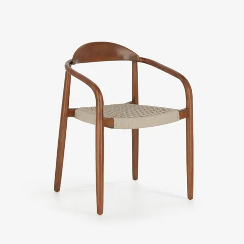 Silla Nina madera maciza eucalipto acabado nogal y cuerda beige en Marrón - Sillas, Uruguay | Kavehome