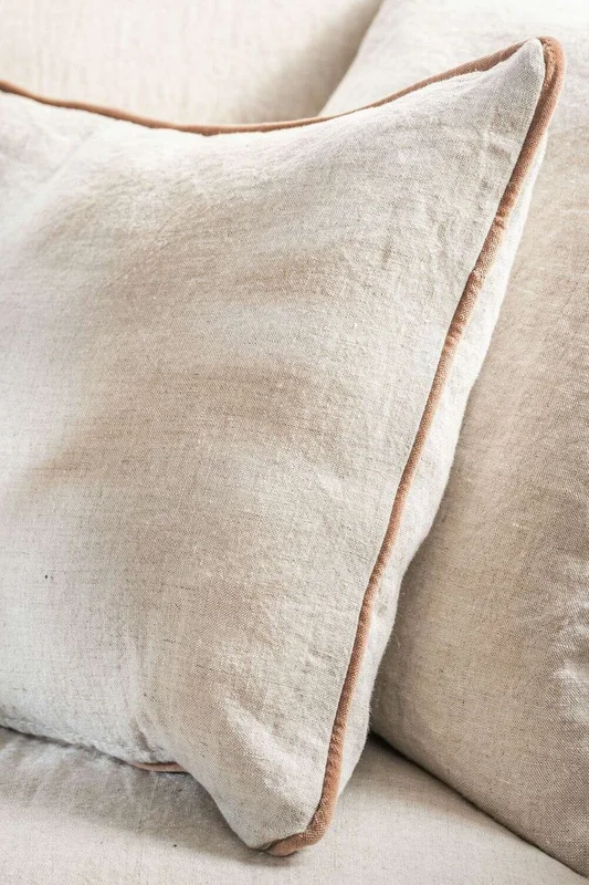 ALMOHADON AZUR - LINO CRUDO CON VIVO LADRILLO - 60 X 40 CMS en Beige - Textiles, Uruguay | La Iberica, vista 4