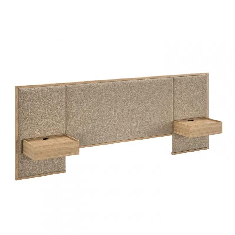 Respaldo Queen con mesa de luz Gael - Moderna - Hanover en Beige - Respaldos de cama, Uruguay | Rústico Hogar