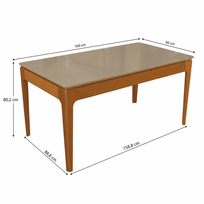 Mesa Mira Rectangular - Madera Maciza y Vidrio Sobrepuesto en Blanco - Mesas de comedor, Uruguay | Balton, vista 14
