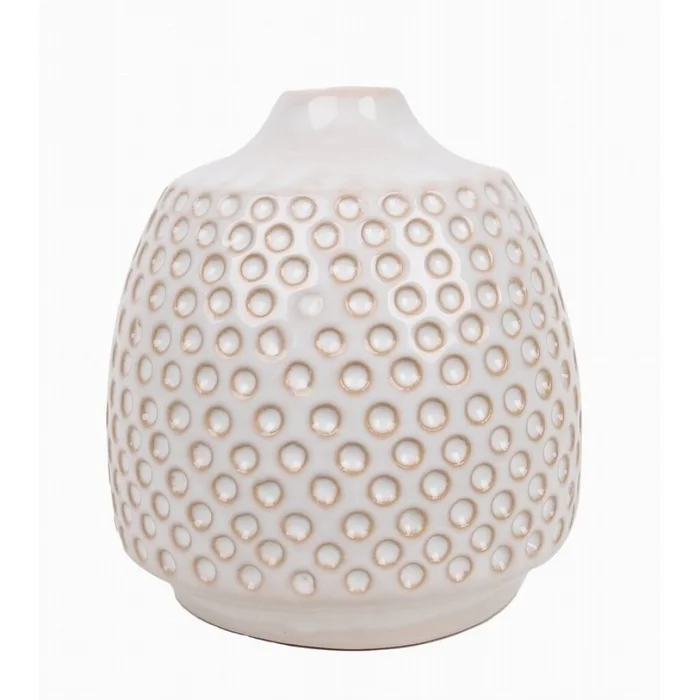 FLORERO RELIEVES D9x10CM CERAMICA BLANCO en Blanco - Jarrones, Uruguay | Decohogar