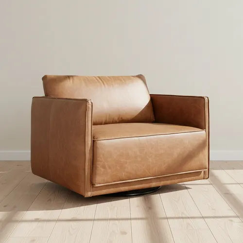 Butaca 1 Cuerpo Cuero-100-natural Marron Romeo Camel en Marrón - Sillones y sofás, Uruguay | Divino