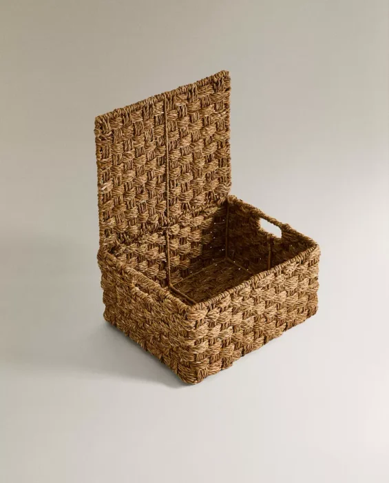 CESTA RECTANGULAR TAPA SEAGRASS en Madera natural - Canastos, Uruguay | Zara Home, vista 3