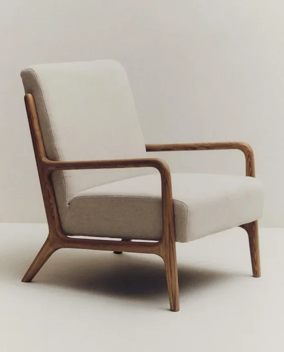BUTACA MADERA FRESNO LINO en Beige - Butacas, banquetas y puffs, Uruguay | Zara Home