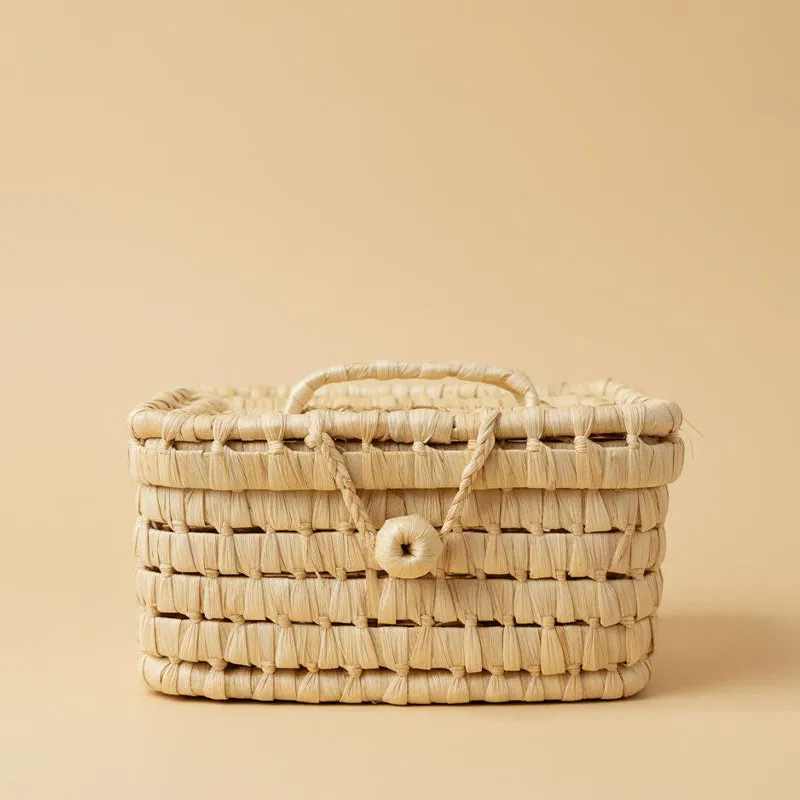 CANASTO CON TAPA FIBRA NATURAL en Madera natural - Decoración, Uruguay | Cabana