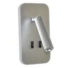 Portátil led de pared con SPOT móvil, DOBLE LUZ - PLATA en Plateado - Lámparas de mesa, Uruguay | Iluminica, vista 3 de 6