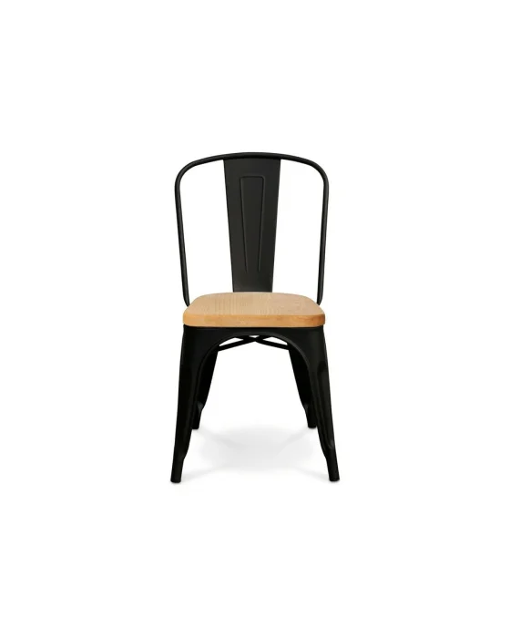 Silla Tolix Asiento de Madera Metal Negro Brillante en Negro - Sillas, Uruguay | Berna home, vista 2
