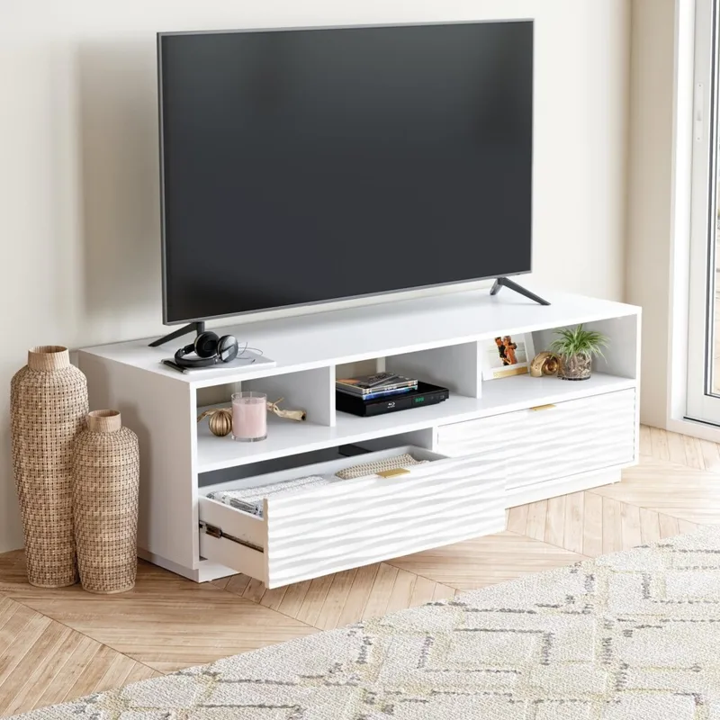 Rack para tv 60" - Sauder - Linea Morgan Main en Blanco - Muebles para TV, Uruguay | Rústico Hogar