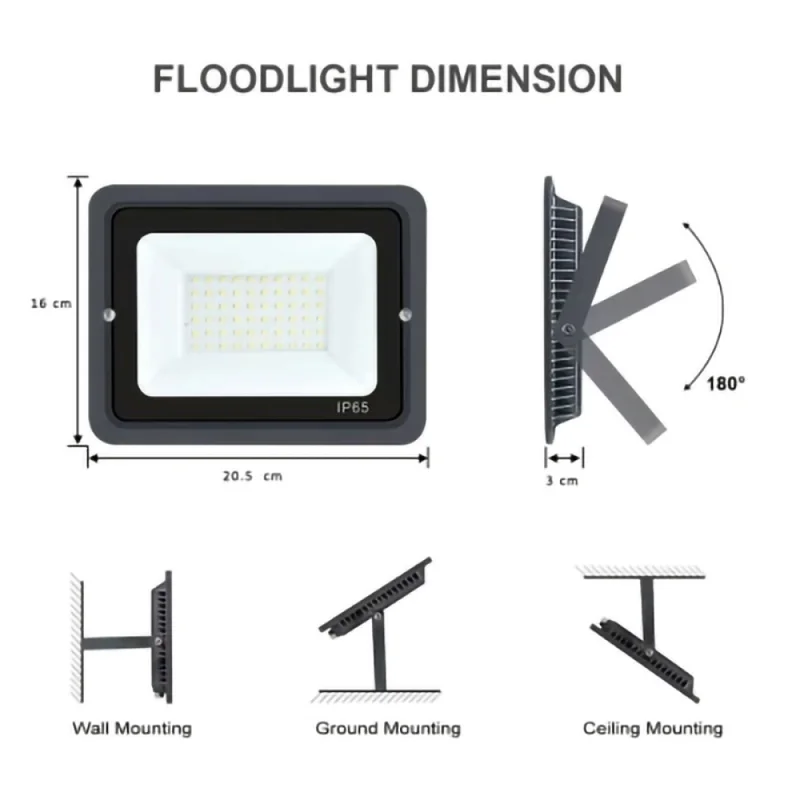 Proyector LED Apple Fotocélula 50W Luz Cálida en Negro - Lámparas colgantes, Uruguay | Serlux, vista 5
