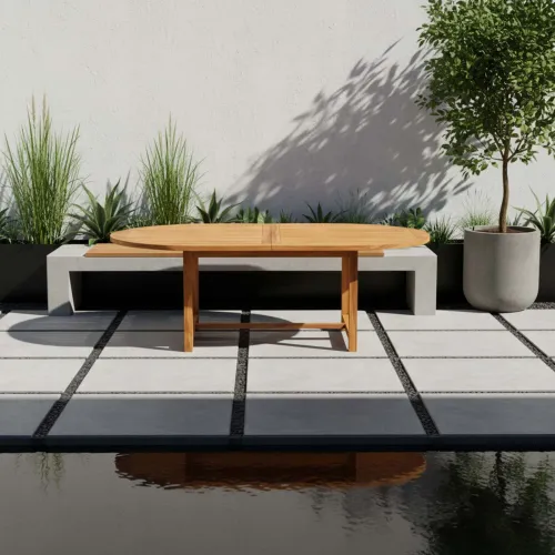 Mesa Ext Madera Natural-beige Yaris 180-240cm en Madera natural - Muebles para el exterior, Uruguay | Divino