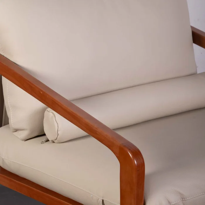 Butaca 1 Cuerpo Cuero-y-madera Trento en Beige - Sillones y sofás, Uruguay | Divino, vista 4