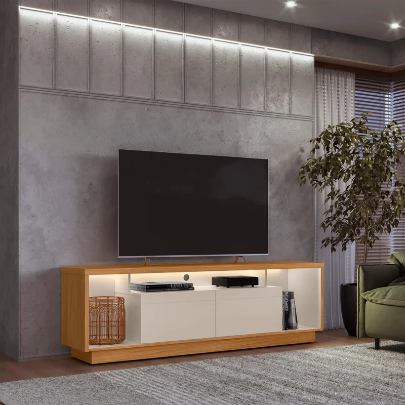 Rack tv Sala Cronos 180cm con tira Led MDF/MDP en Madera natural - Muebles para TV, Uruguay | Balton, vista 7