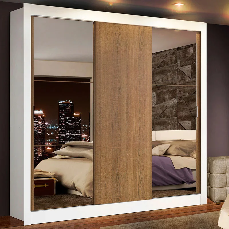 Ropero Placard Matrimonial Monaco 170CM con 2 Espejos 3 Puertas Corredizas en Negro/Rustico - Roperos y placares, Uruguay | Balton, vista 10