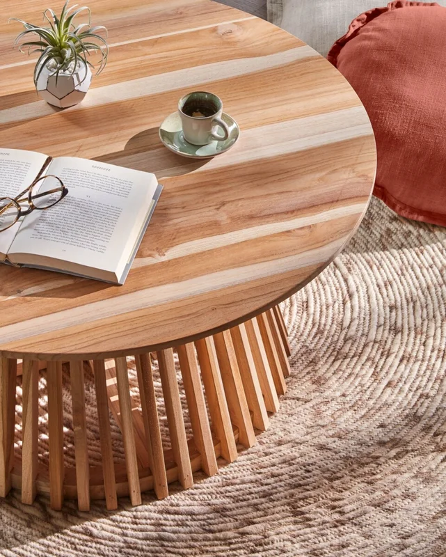Mesa de centro Jeanette madera maciza de - teca natural Ø 80 cm en Madera natural - Mesas de living, Uruguay | Kavehome, vista 3