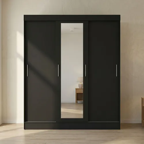 Ropero 3 Puertas Wardrobe - Negro Mate - Roperos y placares, Uruguay | Rústico Hogar