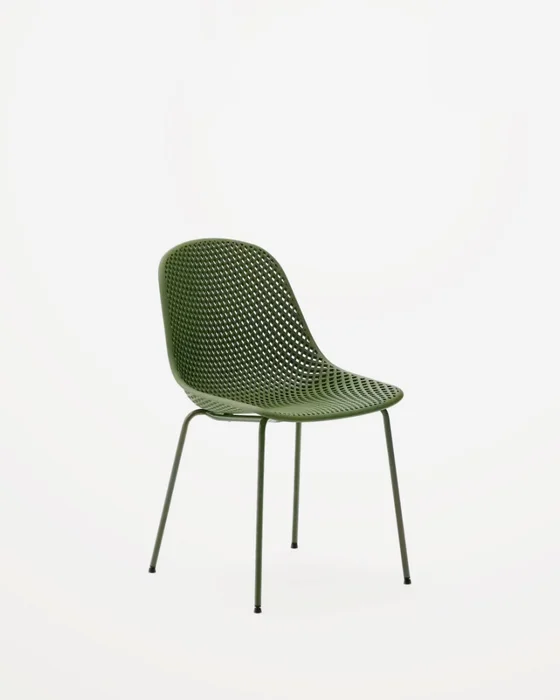 Silla de exterior Quinby con patas de acero verde en Verde - Sillas, Uruguay | Kavehome