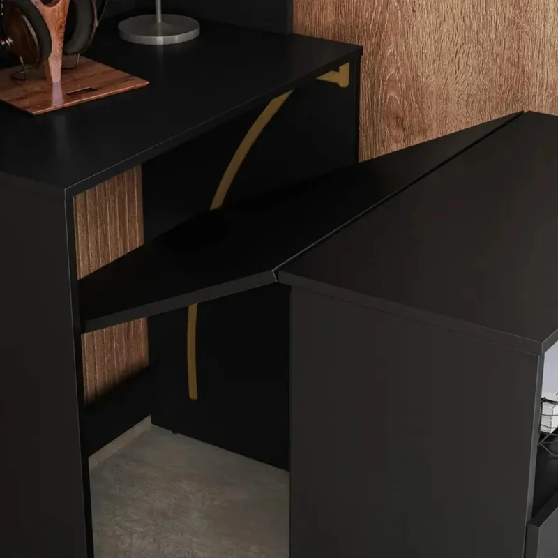 Escritorio Repisa Multifunción Duo - Línea Clara - Negro en Negro - Escritorios, Uruguay | Ecowood, vista 3