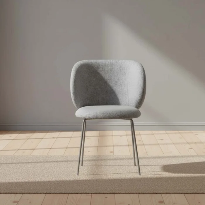Silla De Comedor Mdf-y-acero Natural-beige Abril en Beige - Sillas, Uruguay | Divino