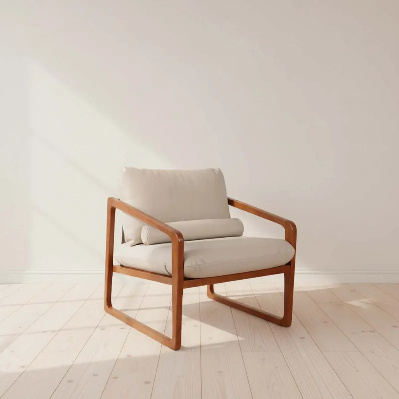 Butaca 1 Cuerpo Cuero-y-madera Trento en Beige - Sillones y sofás, Uruguay | Divino