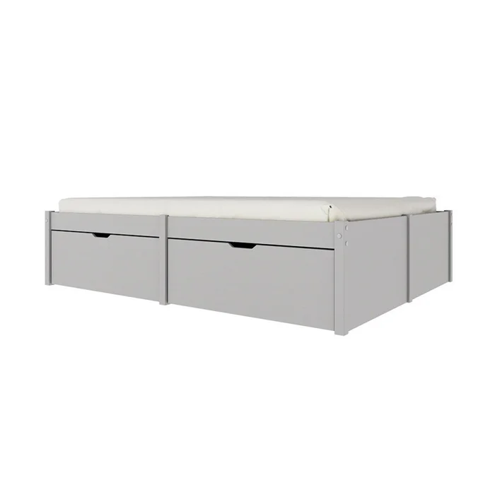 Cama Madera Maciza Con Cajones - 2 plazas - Linea Beauty - Gris en Gris - Dormitorio, Uruguay | Rústico Hogar