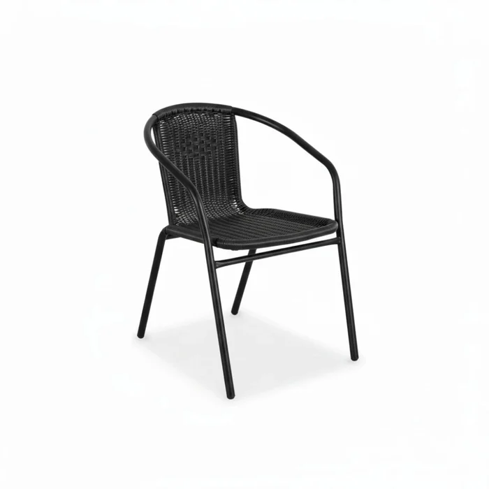 Silla Símil ratán y acero clásica - Negro en Negro - Sillas, Uruguay | Ecowood