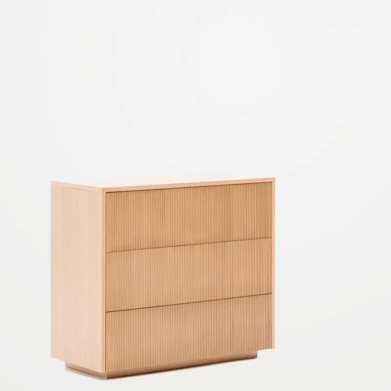 Cómoda Helvine 3 cajones de chapa de roble 90 x 78 cm FSC 100% en Marrón - Cómodas, Uruguay | Kavehome