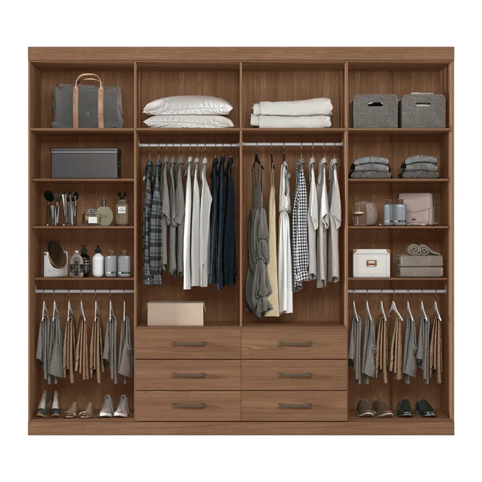 Ropero Placard 8 Puertas 6 Cajones Dormitorio Master Jatoba en Marrón - Roperos y placares, Uruguay | Muebles Express, vista 2