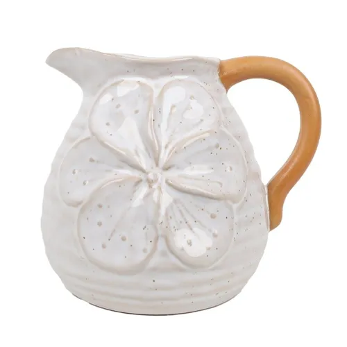 FLORERO JARRITA CERAMICA 13x10.5x11CM NATURAL en Madera natural - Jarrones, Uruguay | Decohogar
