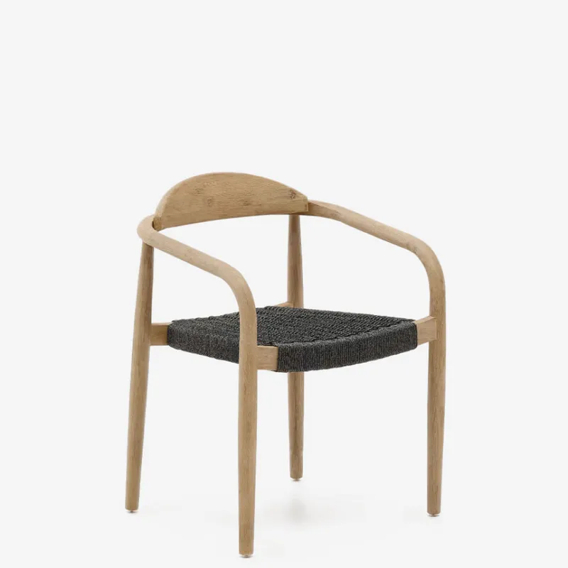 Silla Nina madera maciza - de acacia y cuerda negro en Negro - Sillas, Uruguay | Kavehome