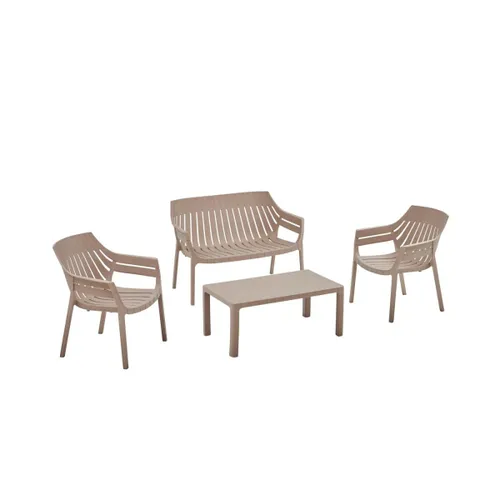 Set de Living Exterior Mileto - Polipropileno en Beige - Muebles para el exterior, Uruguay | Rústico Hogar