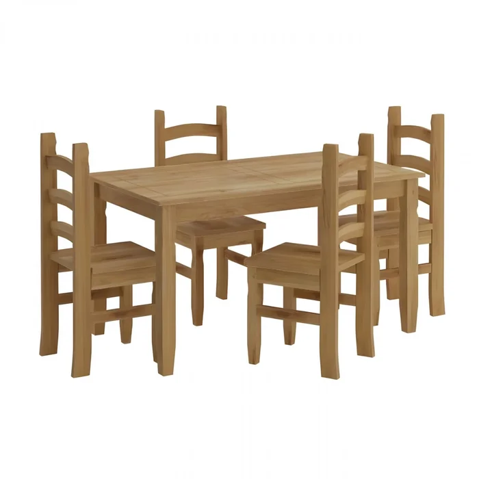 Juego De Comedor 4 Sillas - Corona - Madera - Natural en Madera natural - Mesas de comedor, Uruguay | Rústico Hogar, vista 2