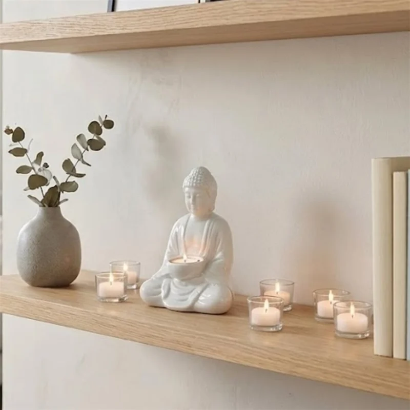 CANDELABRO BUDA DE PORCELANA 10x12x18CM CREMA en Blanco - Velas y Portavelas, Uruguay | Decohogar, vista 3