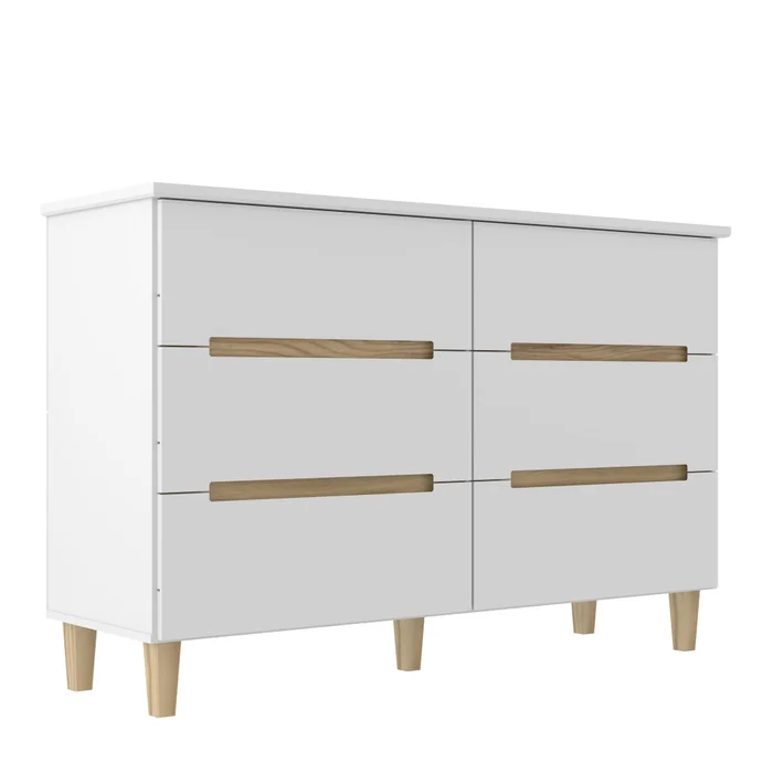 Comoda 6 Cajones Mdf Blanco Logan en Blanco - Cómodas, Uruguay | Divino, vista 3