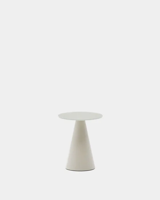 Mesa auxiliar Wilshire vidrio templado glaseado y acero acabado pintado gris mate Ø35cm en Gris - Mesas de arrimo, Uruguay | Kavehome
