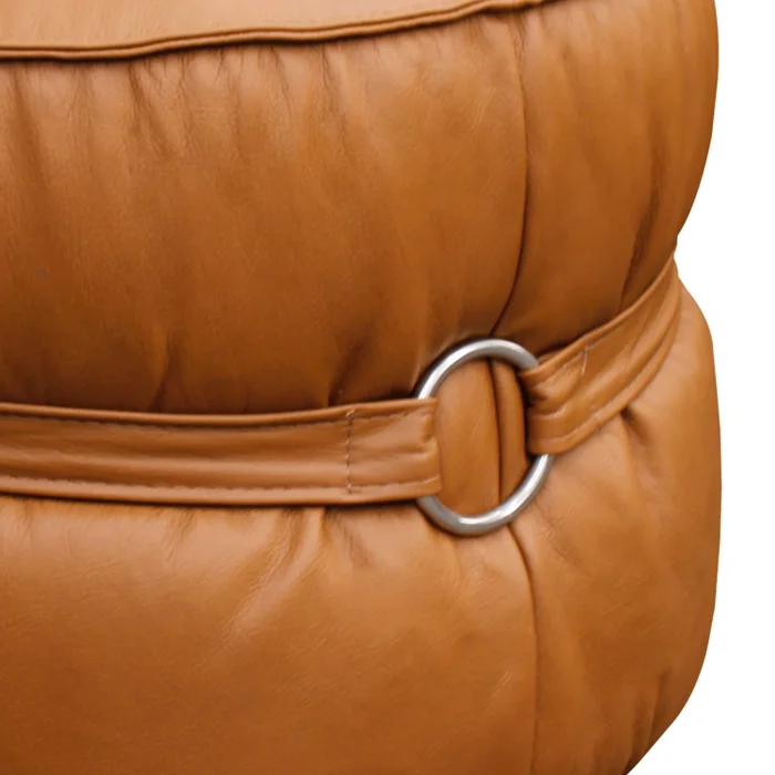 Puff 100% Cuero - Mia - Naranja en Naranja - Sillones y sofás, Uruguay | Ecowood, vista 2