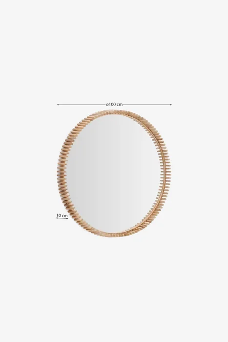 Espejo Polke de madera de teca - Ø 100 cm en Madera natural - Espejos, Uruguay | Kavehome, vista 4