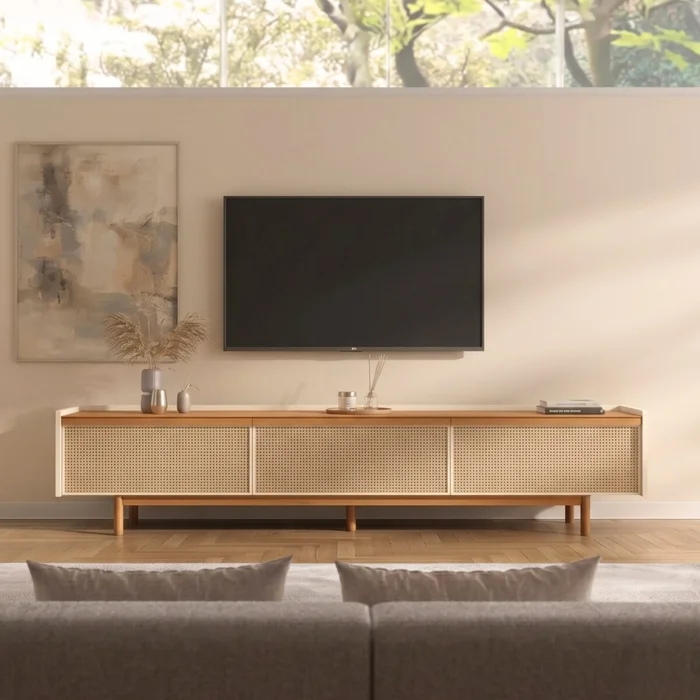 Rack para TV Dune 2.2 - Linea Manhattan - Blanco/Natural en Blanco - Muebles para TV, Uruguay | Rústico Hogar