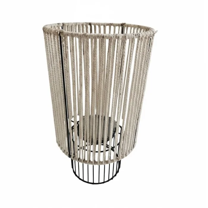 FANAL CILINDRICO METAL/CUERDA D21x37CM en Beige - Jarrones, Uruguay | Decohogar