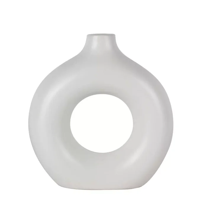 Florero cerámica circular S - blanco en Blanco - Decoración, Uruguay | Concetto Casa