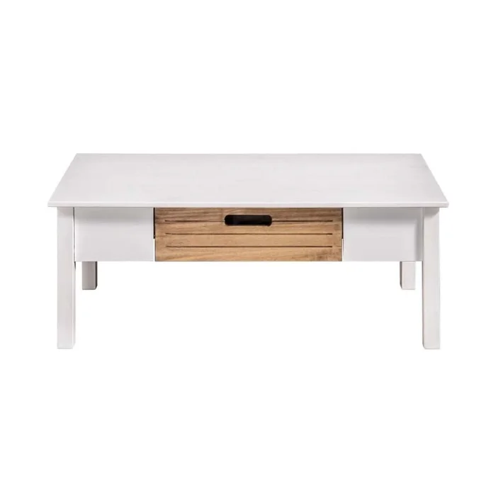 Mesa De Centro Ibiza 1 Cajon Combinada 100% Madera en BLANCO CARVALHO - Mesas de arrimo, Uruguay | Muebles Express, vista 2