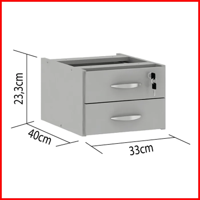 Cajonera auxiliar 2 cajones – 0310 en Gris - Escritorios y sillas de escritorio, Uruguay | Punto Unión, vista 3