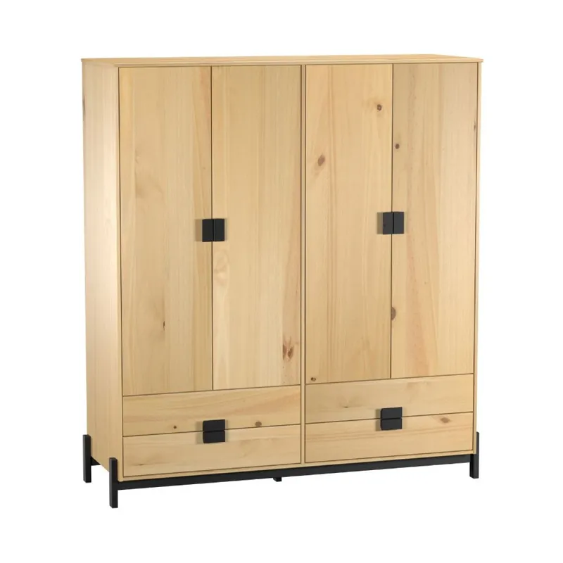 Ropero 4 puertas 4 cajones Linea Alla en Amarillo - Roperos y placares, Uruguay | La Cueva Muebles