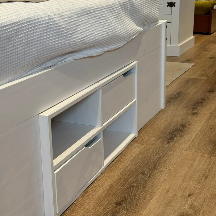 Cama Madera Maciza Con Cajones - Queen - Blanco - Dormitorio, Uruguay | Ecowood, vista 3