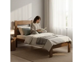 Cama 1 plaza RETA Nogal en Marrón - Dormitorio, Uruguay | Quesal, vista 3