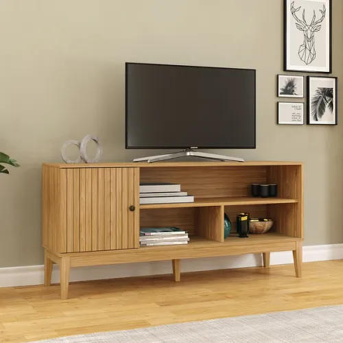 Rack TV MB1056 en Madera natural - Muebles para TV, Uruguay | Palermo Casa Deco